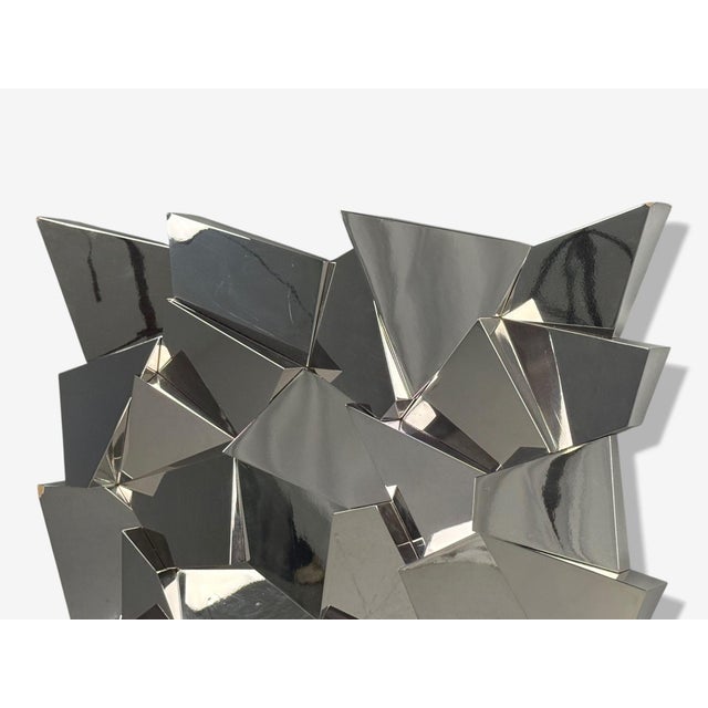 Mid-Century Modern Brutalist Style, Geometric Chrome Wall Mirror, American, 2010s For Sale - Image 3 of 9