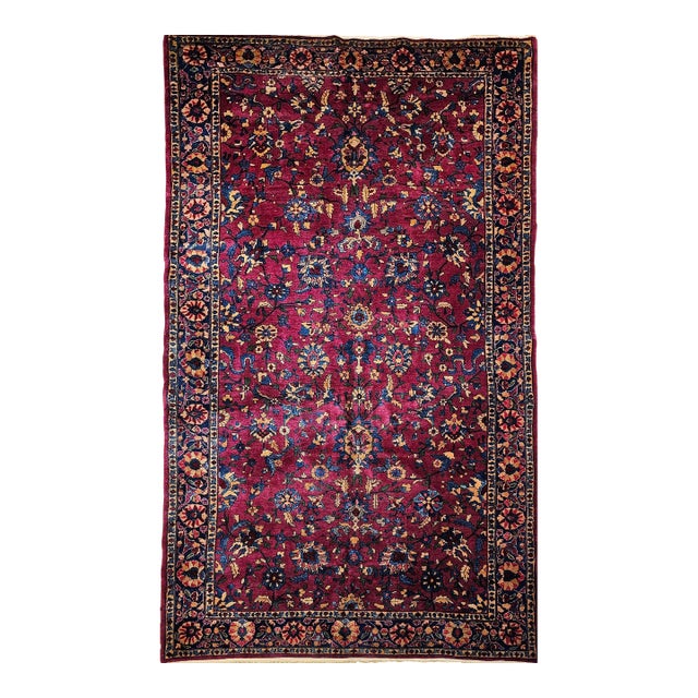 Antique Persian 'Manchester' Kashan Gallery Rug, Wool, Allover Floral Design For Sale