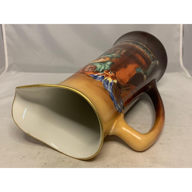 Brown Early 20th Century Limoges Jean Pouyat Hand Painted Tankard: Jester & Parrot For Sale - Image 8 of 10