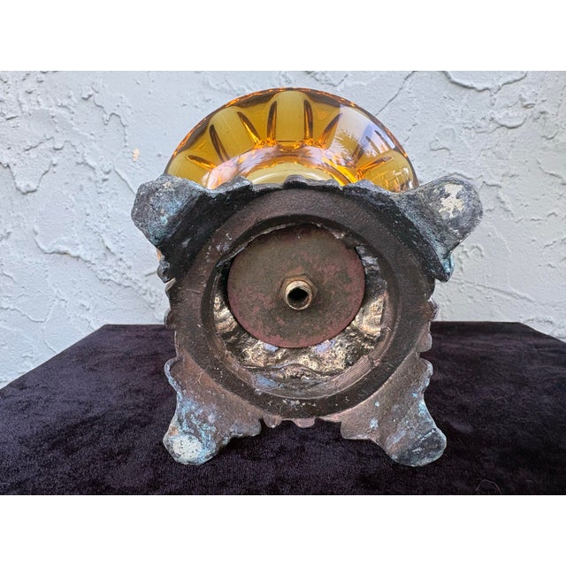 Antique Amber Glass Compote on Ornate Cast Metal Base, C. 1900–1920 For Sale - Image 10 of 10