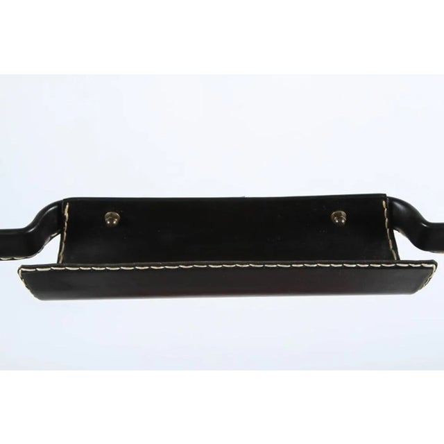 Jacques Adnet for Hermes French Valet Leather Wrapped With Original Tartan Plaid For Sale - Image 9 of 10