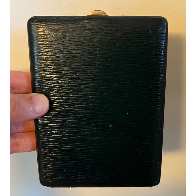 Mark Cross Leather Picture Frame for a Photo With Emerald Green Velvet and Moire Silk From Vienna, Austria For Sale - Image 16 of 16