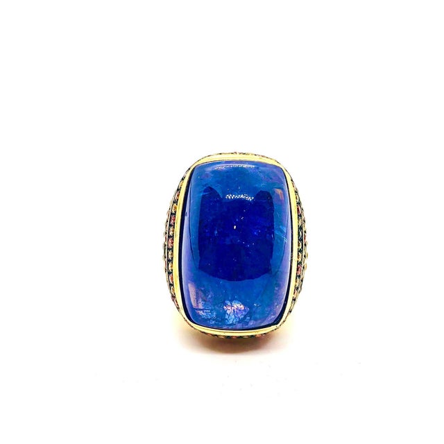 Bochic “Orient” Vintage Multi Sapphire & Tanzanite Ring Set 18K Gold & Silver For Sale - Image 11 of 13