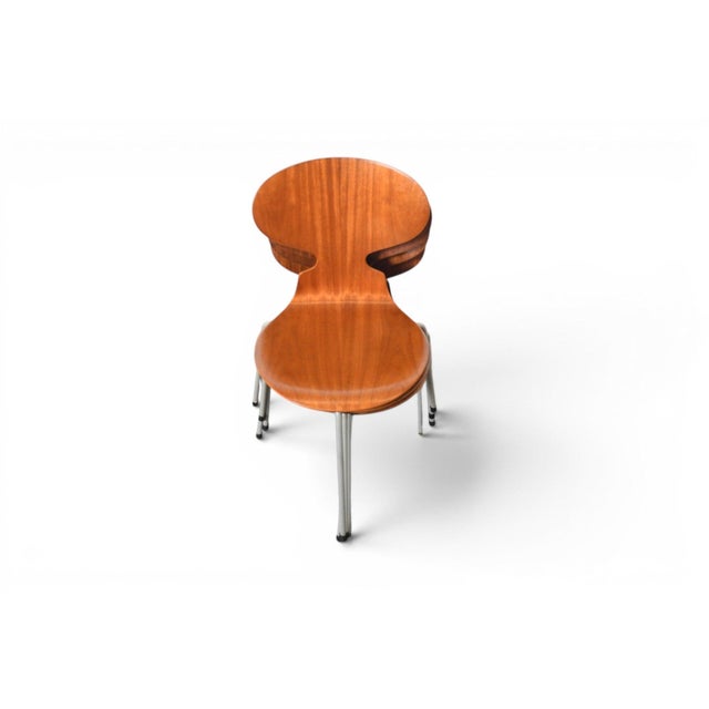 Mid-Century Modern Set of Four Arne Jacobsen Ant Chairs in Teak by Fritz Hansen, 1950s For Sale - Image 3 of 11