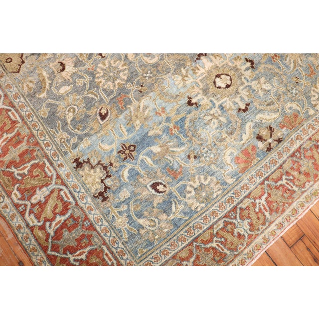 Blue Antique Persian Senneh Bibikabad Rug - 4'7" x 6'6" For Sale - Image 8 of 9