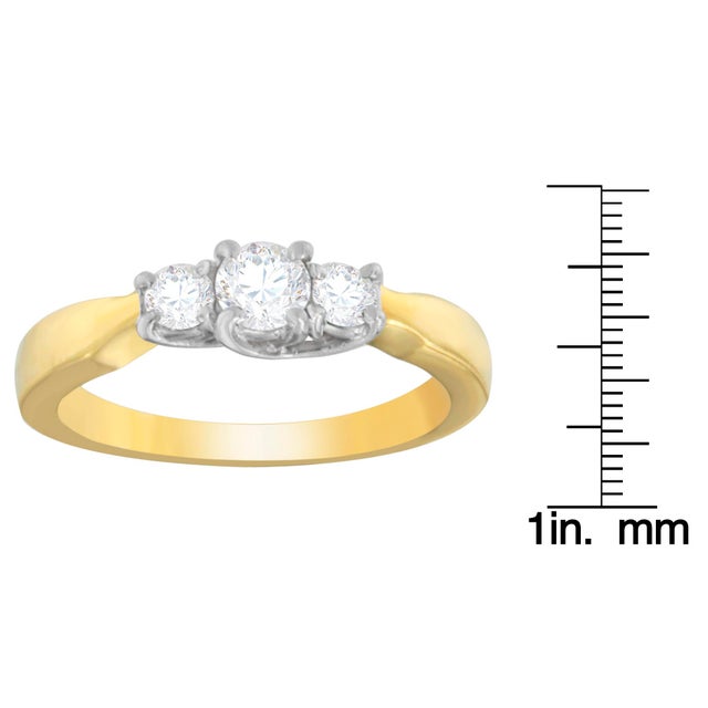 14K Two-Toned Gold 1/2 CTTW Round-cut Diamond Ring (G-H, SI1-SI2), Size 6.75 For Sale - Image 4 of 5