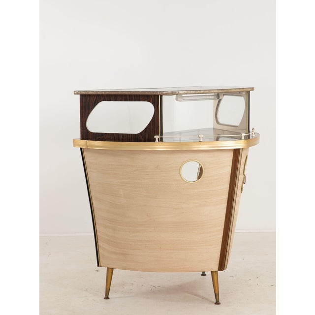 Beige 1960s Cocktail Bar in the Shape of a Boat Bow, England 1960s For Sale - Image 8 of 18