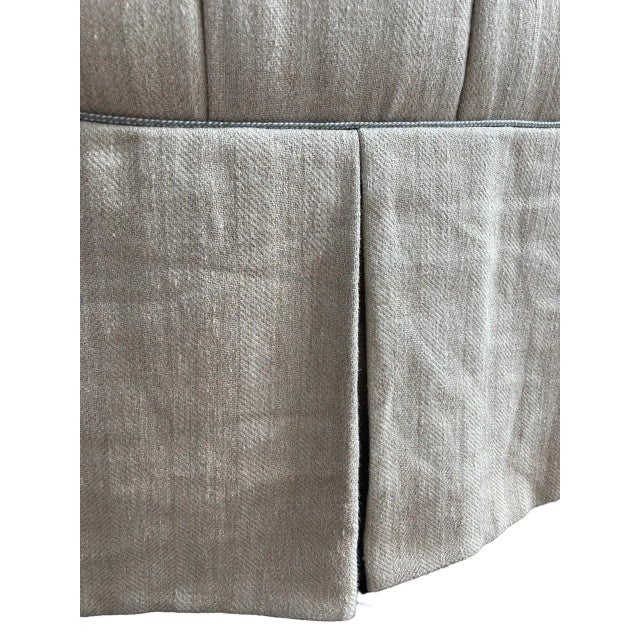 Textile Custom Made Traditional Oval Tufted Ottoman For Sale - Image 7 of 12