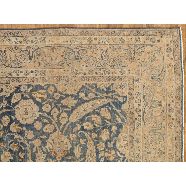 Antique Tabriz Carpet, Handmade Persian Rug in Floral Gold, Blue and Taupe For Sale - Image 15 of 17