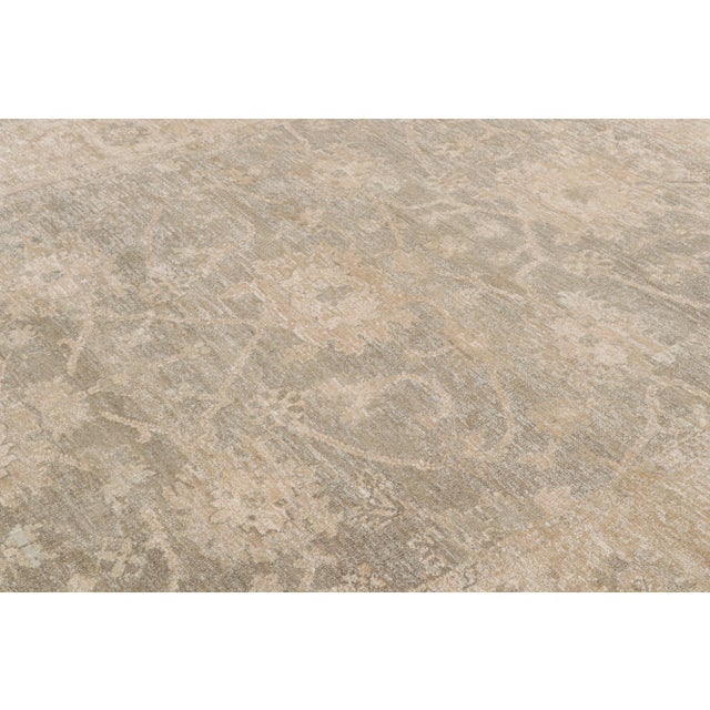 Rug & Kilim’s Oushak Style Rug in Gray and Beige-Brown Floral Patterns For Sale In New York - Image 6 of 7