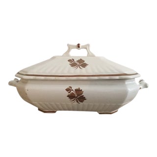 Wedgewood Copper Lustre Tea Leaf Covered Vegetable Dish For Sale