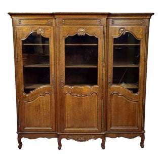 Large 20th Century Louis XV Provençal Oak Bookcase For Sale