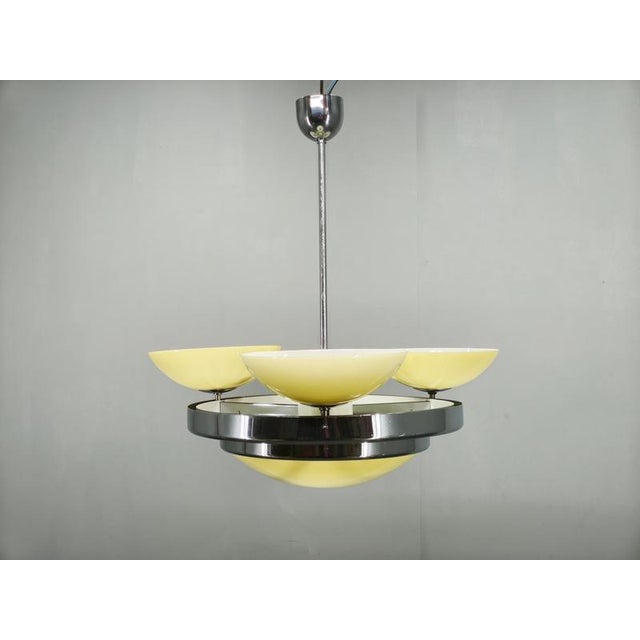 Czech Art Deco Opaline Glass Chandelier, 1940s For Sale - Image 15 of 16