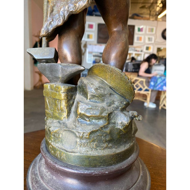 French "Le Travail" Hammership Spelter Sculpture by Francois Moreau, Circa 1900 For Sale In Los Angeles - Image 6 of 12
