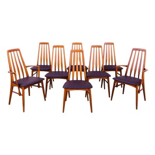 Restored Danish Modern Solid Teak "Eva" Dining Chairs by Niels Koefoed For Sale