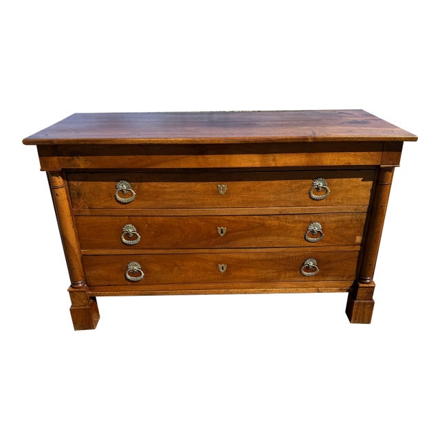 Large 19th Century French Empire Solid Walnut Chest of Drawer / Commodes For Sale
