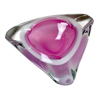 1980s Vetreria Oball Murano Sommerso Glass Ashtray For Sale