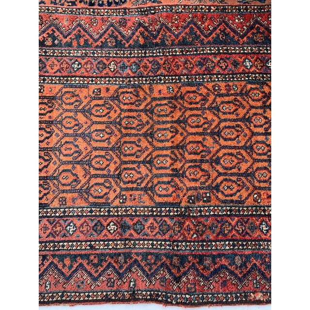Persian Vintage Rug Plush Wool Apricot Boteh Design Rug 4 x 10.4 For Sale - Image 3 of 4