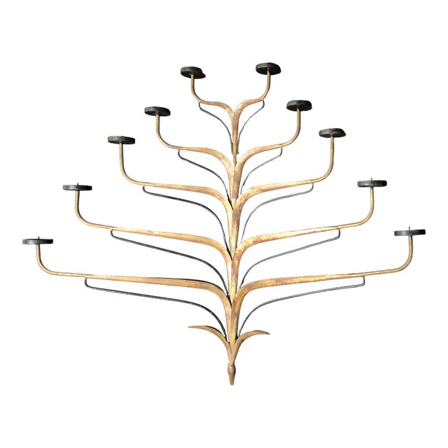 1960 - 1970 Italian Gilt Iron Candle Sconce For Sale