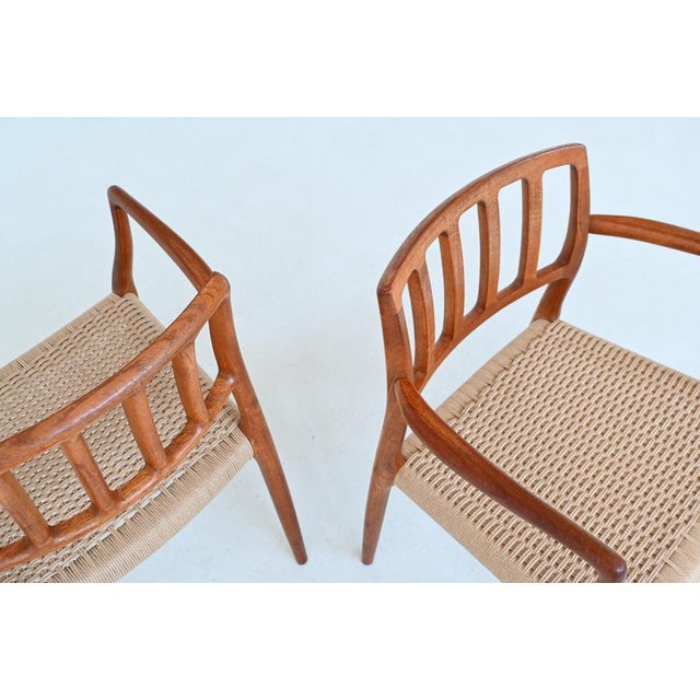 Model 66 Armchairs in Teak and Paper Cord by Niels Otto Moller J.L. Møllers, Denmark, 1974, Set of 4 For Sale - Image 13 of 18