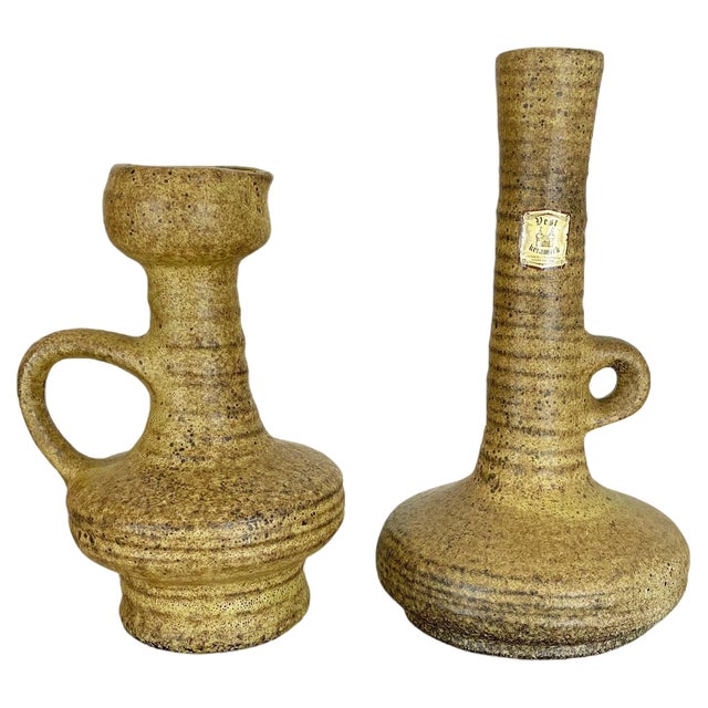 Ceramic Studio Pottery Vases attributed to Vest Keramiek, Netherlands, 1970s, Set of 2 For Sale