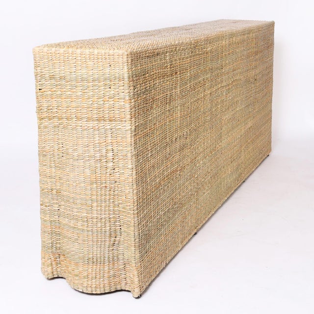 Woven Reed Ghost Drapery Console With Flat Back For Sale - Image 4 of 9