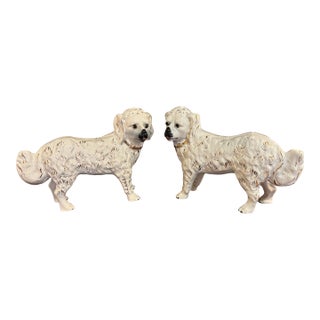 1920s Pair of Scottish Bo’ness Style Pottery “Wally Dogs” – Standing Spaniels [Gsj] For Sale