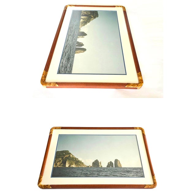 1960s 1960s Rosewood Art Frame With Burled Wood Corner Accents For Sale - Image 5 of 13