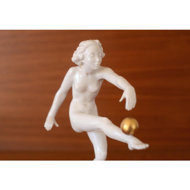 Hutscheneruther Hutschenreuther Carl Werner Art Deco Porcelain Nude Figures With Gold Spheres - Set of 3 For Sale - Image 4 of 13