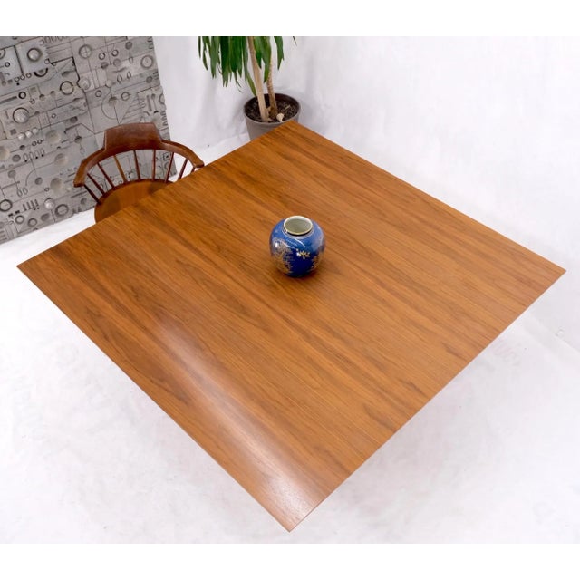 Brown Large Modern Studio Square Walnut Pyramid Shape Base Dining Conference Table For Sale - Image 8 of 13
