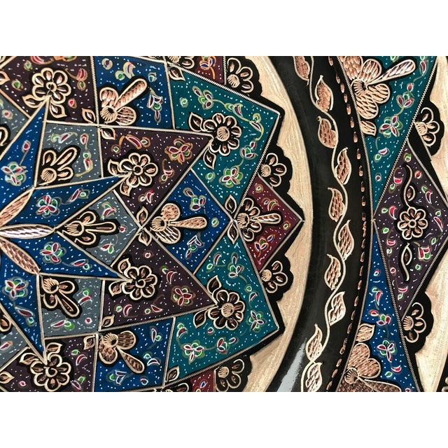 Boho Chic Engraved Copper Serving Tray Plate For Sale - Image 3 of 9