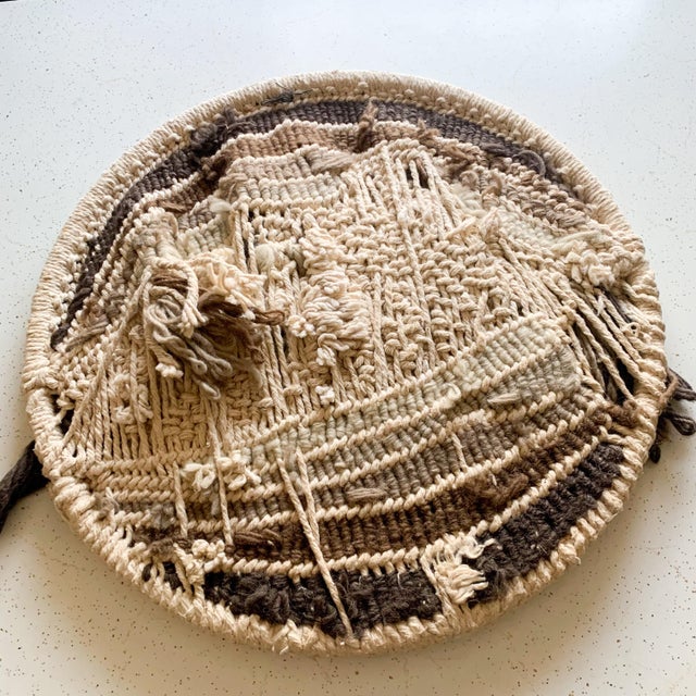 Textile Vintage Brown Mid Century Modern Handmade Wall Art Hanging Sculptural For Sale - Image 7 of 8