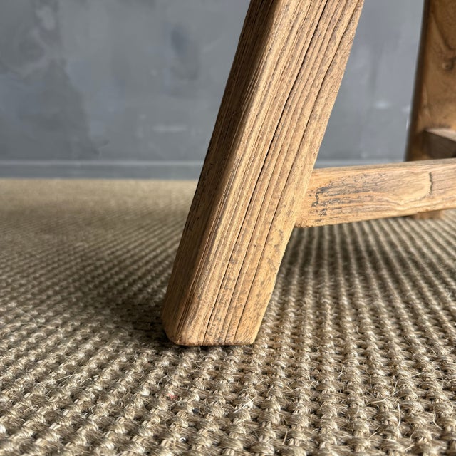 Vintage Elm Wood Chop Block Table #9a0 For Sale - Image 4 of 9