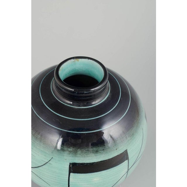 Vintage Art Deco Ceramic Vase with Geometric Pattern by Ilse Claesson for Rörstrand, 1930s For Sale - Image 3 of 5