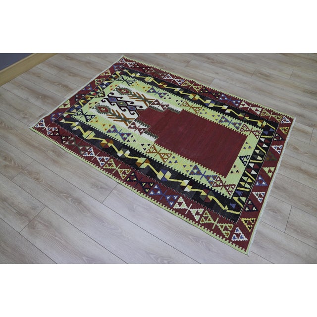 Size: 4 x 5.5 ft ( 122 x 167 cm) 48 x 65 inches Color: Organic Natural Dye ( Burgundy,Yellow,Blue,Black ) Material: 100%...
