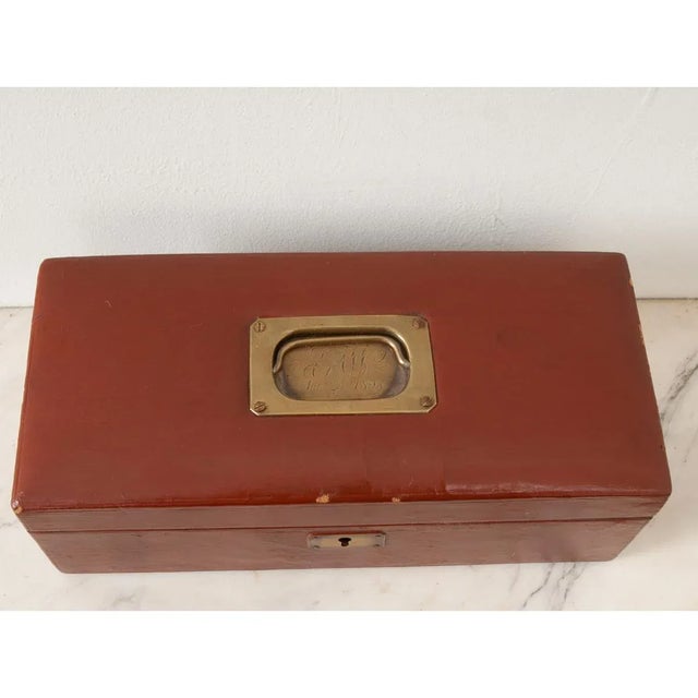 French 19th Century Painted Leather Jewelry Box For Sale - Image 4 of 8