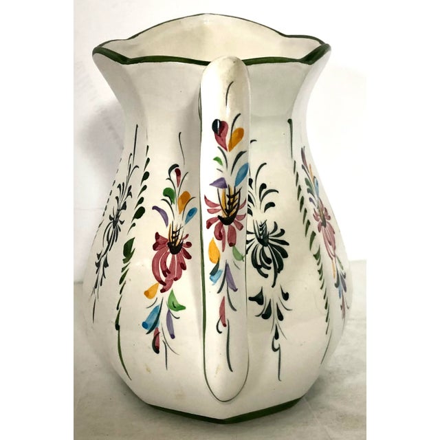Shabby Chic Portuguese Ceramic Spring Floral Pitcher For Sale - Image 3 of 6