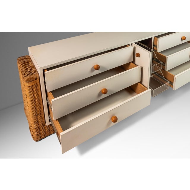 Mid-Century Modern Boho Chic Unique Long Dresser / Case Piece / Sideboard With Rattan Base, C. 1980s For Sale In Orlando - Image 6 of 12