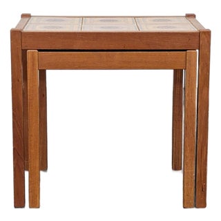 Vintage Mid-Century Tile Top Nesting Tables For Sale