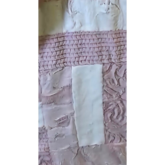 Handmade Luxury Patchwork Minky Blanket | Blush Pink & Ivory | One of a Kind Plush Throw For Sale - Image 4 of 5