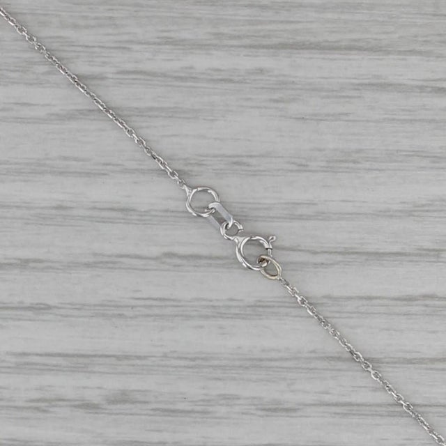 Modern 0.68ctw Sapphire Diamond Halo Pendant Necklace 14k White Gold 18" Cable Chain For Sale - Image 3 of 6