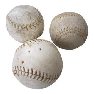 Antique Leather Softballs, S/3 For Sale