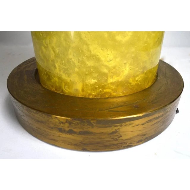 Yellow Fractal Acrylic Resin Lamps - a Pair For Sale - Image 8 of 9