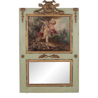 19th Century French Trumeau Mirror With Painting For Sale