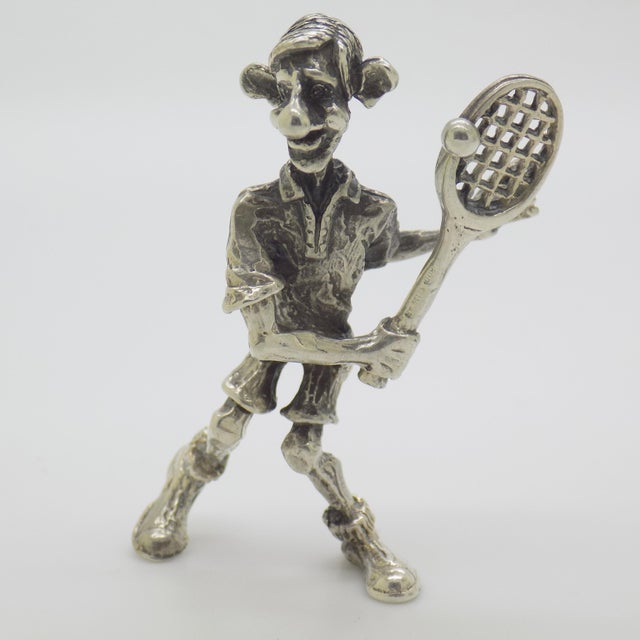 Vintage Italian Silver 800 Cartoonish Tennis Player Figurine by Raspini, Arezzo, 1970s For Sale - Image 13 of 13