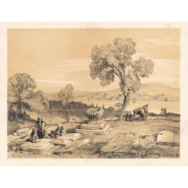 1838 Lithograph of Constantinople "The Bosphorous From the Great Burial Ground, Pera" by John Frederick Lewis For Sale