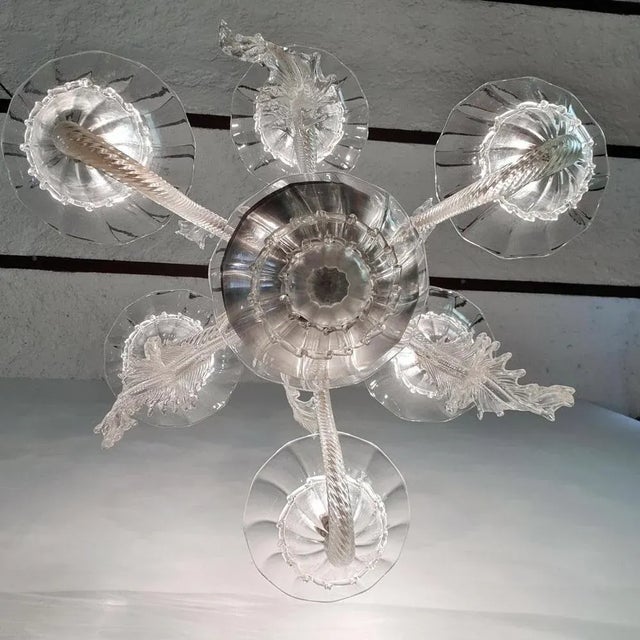 1940s Large Murano Clear Glass Chandelier, 1940s For Sale - Image 5 of 8