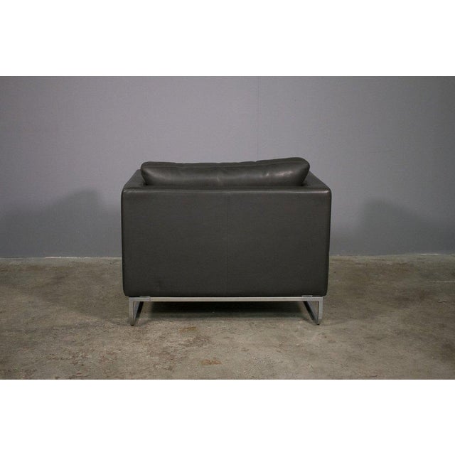Sofa and Lounge Chair in Anthracite Leather from Valdichienti, 1970s, Set of 2 For Sale - Image 4 of 11