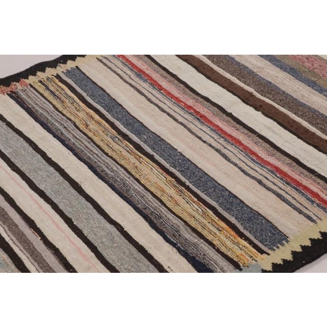 1950s Vintage Persian Kilim With Vibrant, Saturated Stripes - Rug & Kilim For Sale - Image 5 of 9