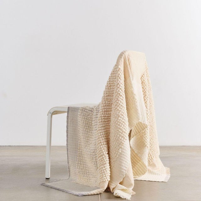 Contemporary Butterscotch Handloom Hand Knotted Textured Plush Merino Throw For Sale - Image 3 of 17